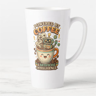 Tasse Latte Propulsé par le café et l'IA Graphiques rétro de c