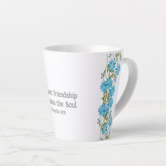 Tasse Latte Proverbes 27:9 Amitié Religieux Chrétien (Angle droit)