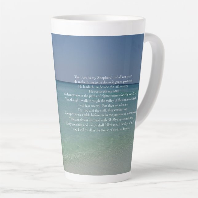 Tasse Latte Psaume 23 Le Seigneur est Mon Berger Belle Plage (Angle droit)