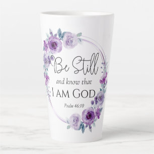 Tasse Latte Psaume 46:10 Be Still and Know Bible Purple Floral