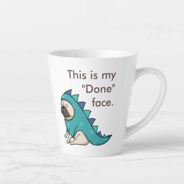 Tasse Latte Pugasaurus est "Fait" Carlin drôle (Droite)