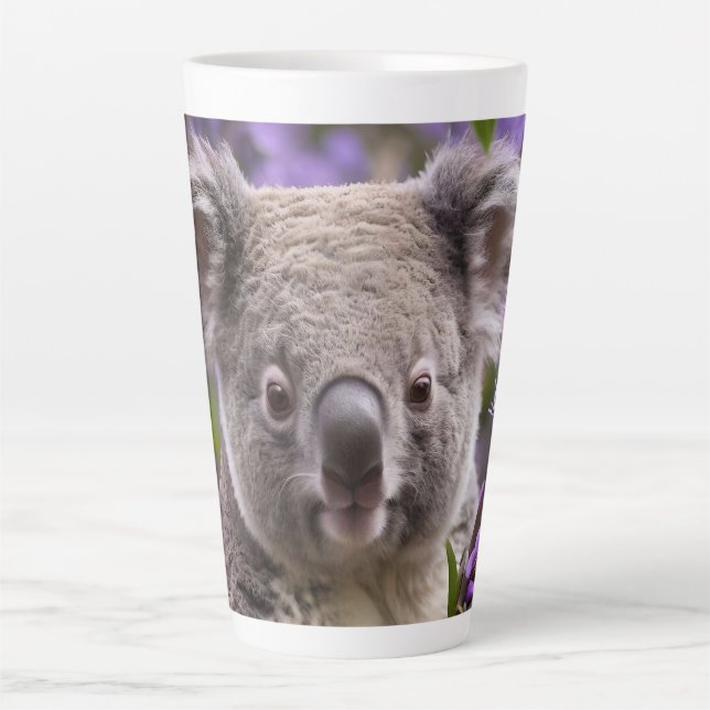 Tasse Latte Purple Jacaranda Koala Ours, (Devant)