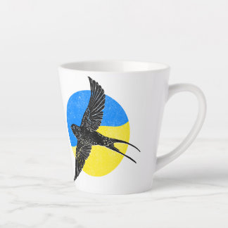 Tasse Latte Queue de Swallowtail sur fond Bleu & Jaune, modèle