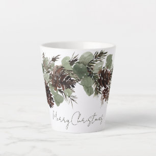 Tasse Latte Rameaux de Noël Cônes de pin
