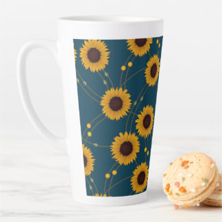 Tasse Latte Random Art Nouveau Sunflowers Retro Floral Yellow