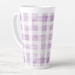 Tasse Latte Rayures à Carreaux Violettes et Blanches