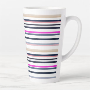 Tasse Latte Rayures Bleues Roses et de Sable