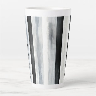 Tasse Latte Rayures Noir Gris Blanc 