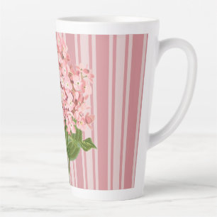 Tasse Latte Rayures roses et hortensia