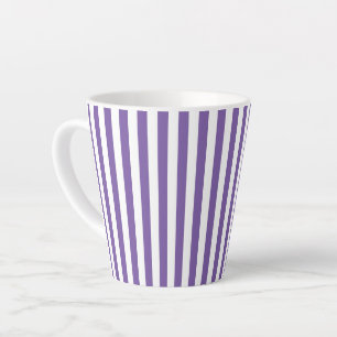 Tasse Latte Rayures verticales classiques violettes et blanche