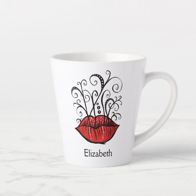 Tasse Latte Red Lips Girl Name Fashionista Makeup (Droite)
