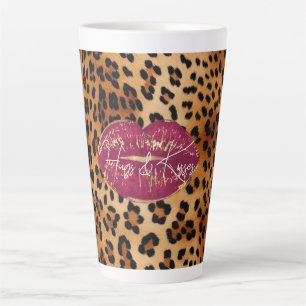 Tasse Latte Red Lips Kiss Leopard