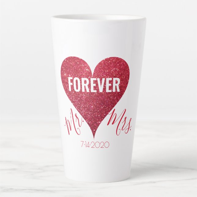 Tasse Latte Red Parties scintillant Heart Mr et Mrs Large Latt (Devant)