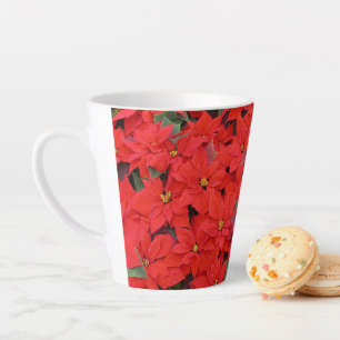 Tasse Latte Red Poinsettias I Christmas Holiday Floral Photo