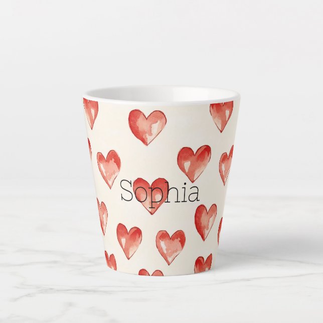 Tasse Latte Red Sweet Hearts Saint Valentin (Devant)