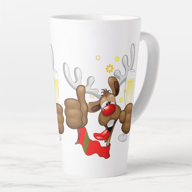 Tasse Latte Reindeer Drunk Funny Caractère de Noël (Angle droit)