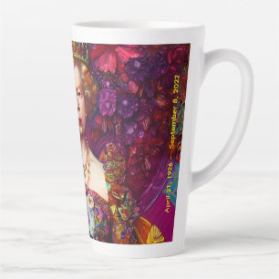 Tasse Latte Reine vintage Elizabeth II Bleu Rouge Se souvenir