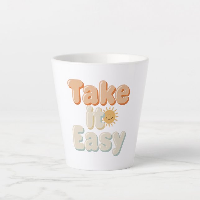 Tasse Latte Relaxing "Take It Easy" with Smiling Sun (Devant)