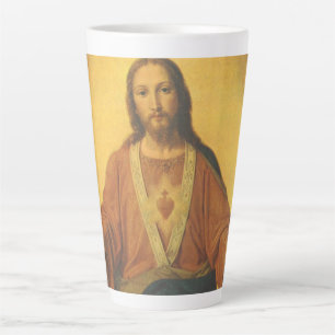Tasse Latte Religion vintage, Sacré Coeur de Jésus-Christ