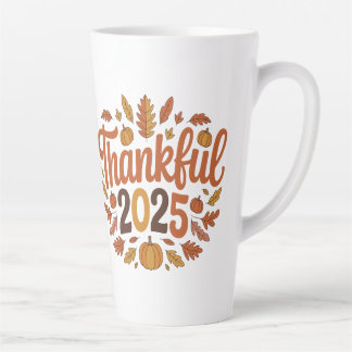 Tasse Latte Remerciements 2025 Citrouille d'automne Thanksgivi