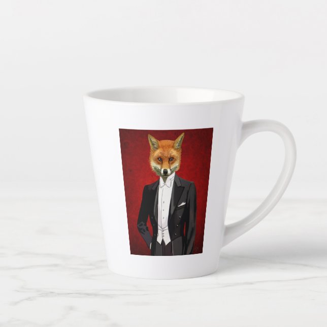 Tasse Latte Renard En Costume De Soirée, Portrait (Droite)