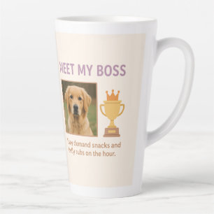 Tasse Latte Rencontrez Mon Patron - Drôle Photo Personnalisée