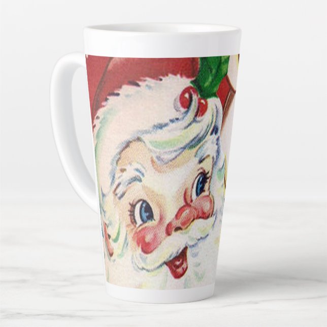 Tasse Latte renne rétro vintage de Noël Père Noël (Angle gauche)