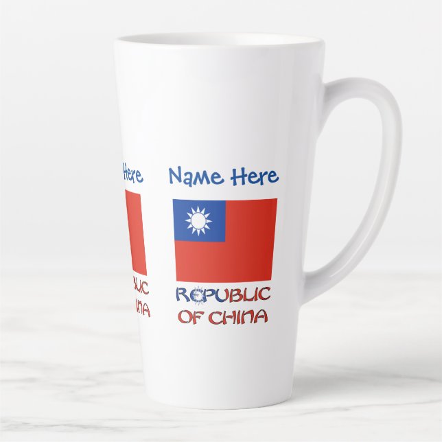 Tasse Latte République Chine Taïwan Drapeau bleu Personnalisé (Droite)
