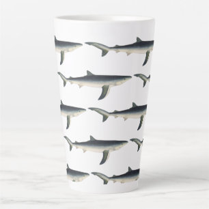 Tasse Latte Requin Bleu, Vie Maritime Aquatique Océanique Vint
