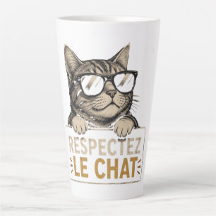 Tasse Latte Respectez le chat – Illustration de chat à lunette