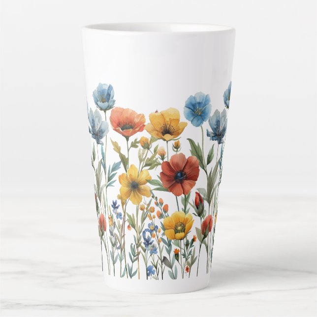 Tasse Latte Ressort aquarelle Fleurs sauvages-67548 (Devant)