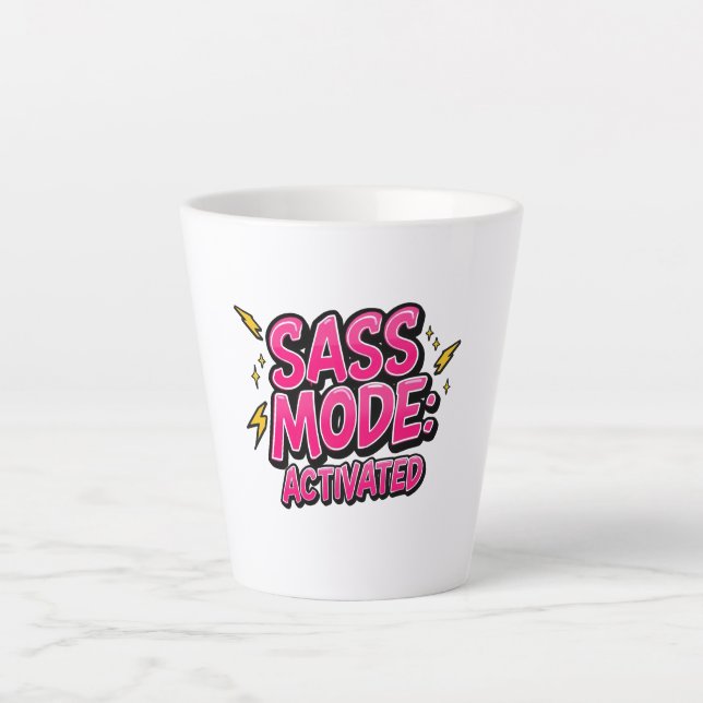 Tasse Latte Retro 90s "Sass Mode Activated" (Devant)