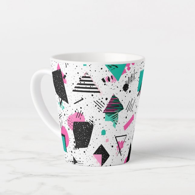 Tasse Latte Retro Memphis Geometric Pattern (Angle gauche)