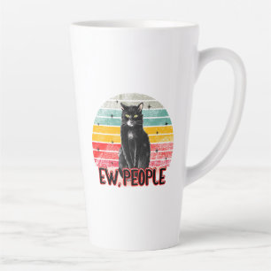 Tasse Latte Retro Vintage Chat Noir Ew