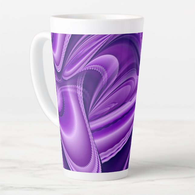 Tasse Latte Rêves arc-en-ciel à fleurs violettes (Angle gauche)
