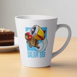 Tasse Latte Rêvez grand ! Tortue de dessin animé dynamique mot