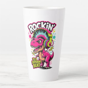 Tasse Latte Rockin' Dino T-Rex – Amateur de musique de dinosau