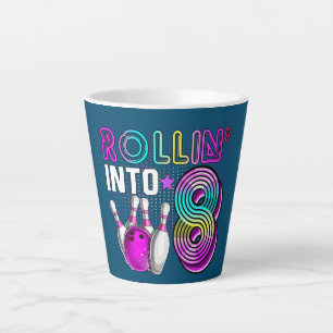 Tasse Latte Rollin en 8 Bowling Anniversaire fête 8 Anniversai