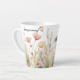 Tasse Latte Romantique, rustique, motif fleur sauvage