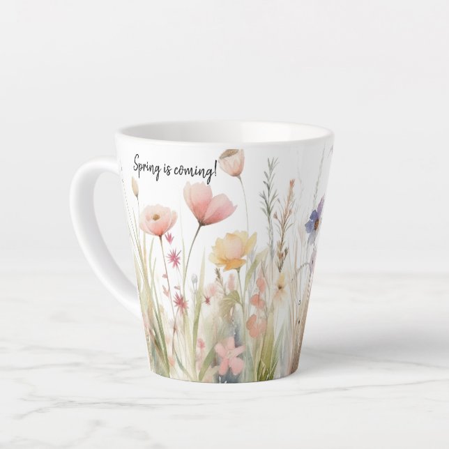 Tasse Latte Romantique, rustique, motif fleur sauvage (Angle gauche)