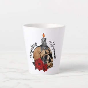 Tasse Latte Romantique sans espoir - Crâne gothique, Rose roug