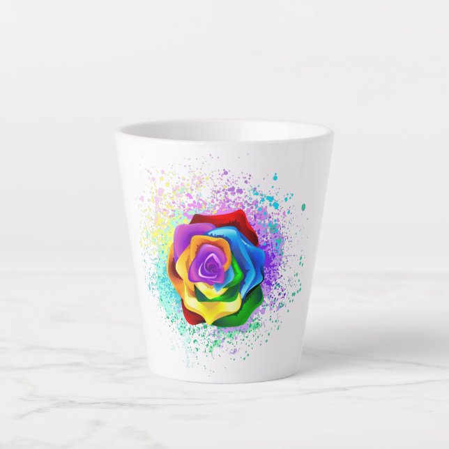 Tasse Latte Rose arc-en-ciel coloré (Devant)