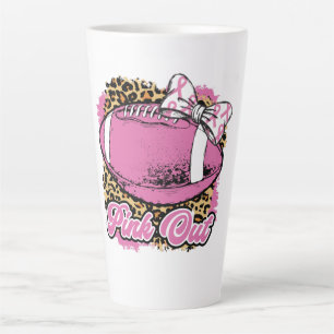 Tasse Latte Rose Avec Balle De Rugby (Softball)