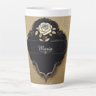Tasse Latte Rose avec détails dorés scintillants