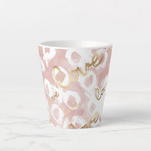 Tasse Latte Rose Blanc Gold Love XO