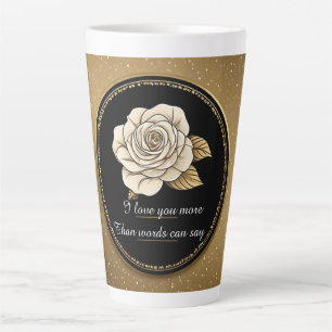 Tasse Latte Rose blanche élégante et design or