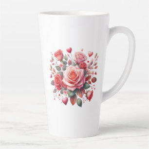 Tasse Latte Rose Bouquet Floral Design-62103