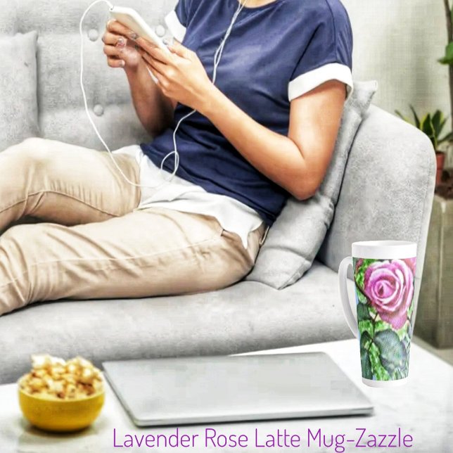 Tasse Latte Rose de lavande Bush (Créateur téléchargé)