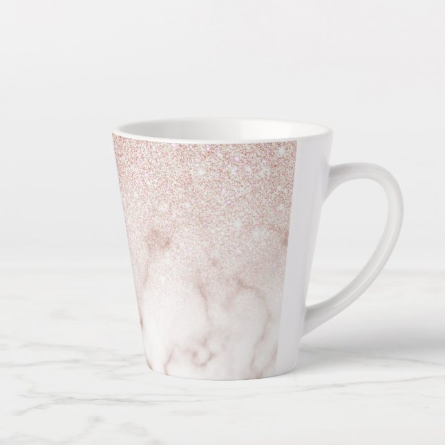 Tasse Latte Rose glamour or blanc Parties scintillant marbre d (Droite)