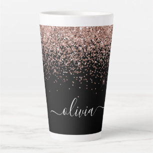 Tasse Latte Rose Gold Blush Pink Parties scintillant Script Mo